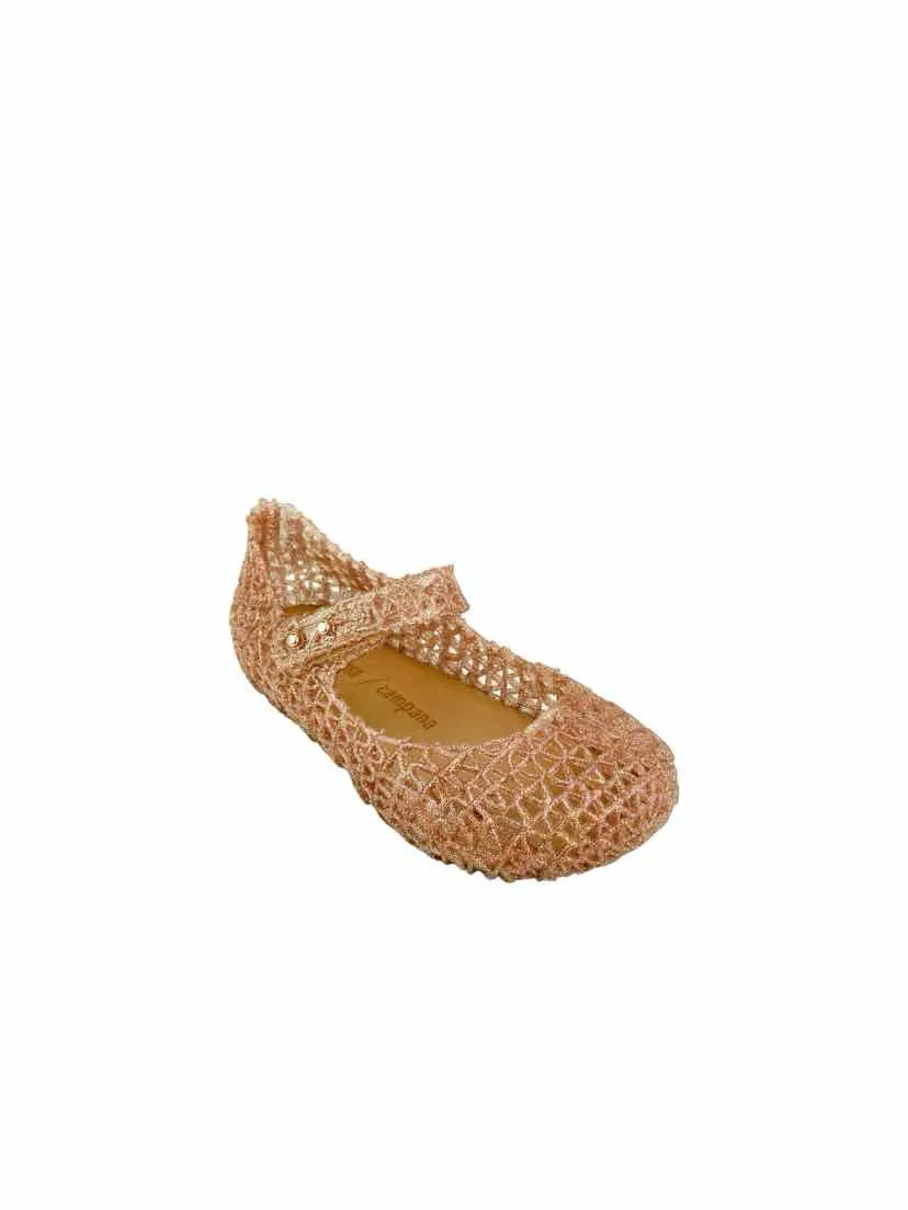 Mini Melissa Girls' Campana Mary Jane Shoes Rose Gold Size 9 (approx. age 4)