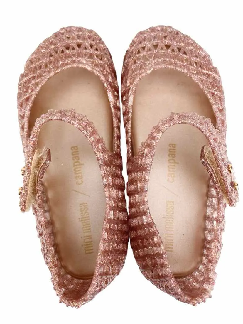 Mini Melissa Girls' Campana Mary Jane Shoes Rose Gold Size 9 (approx. age 4)