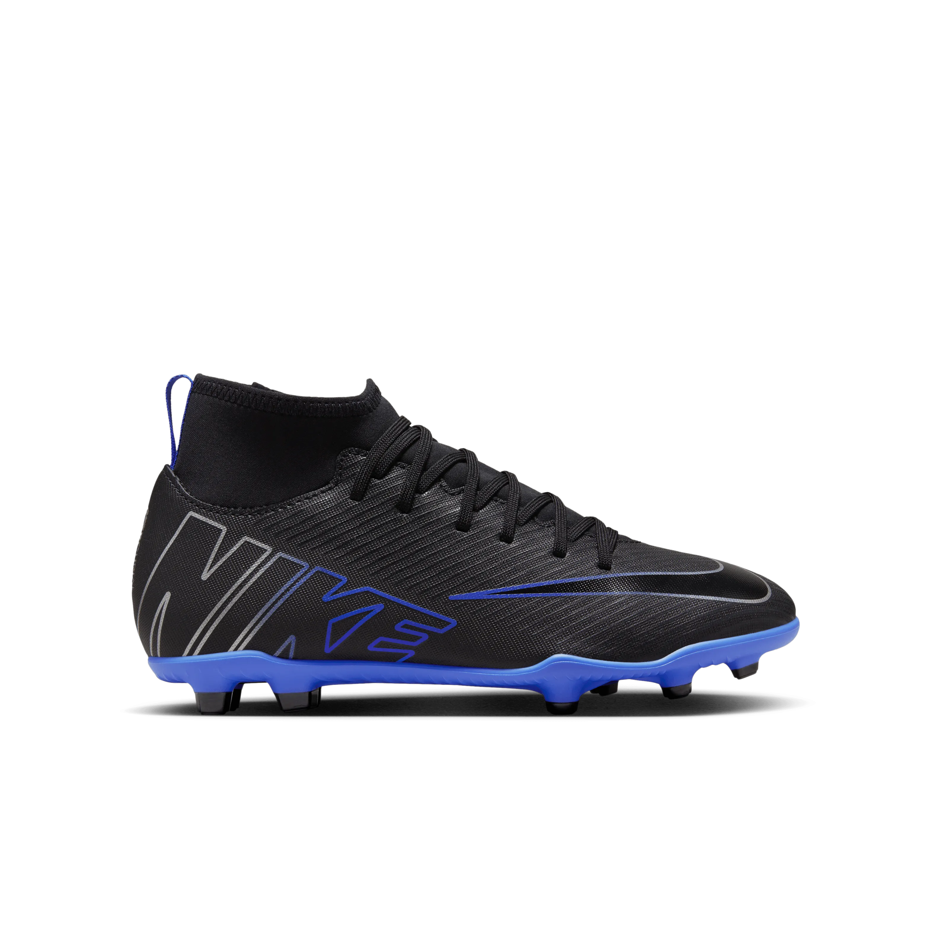 Nike Jr. Mercurial Superfly 9 Club FG/MG-Black/Chrome-Hyper Royal