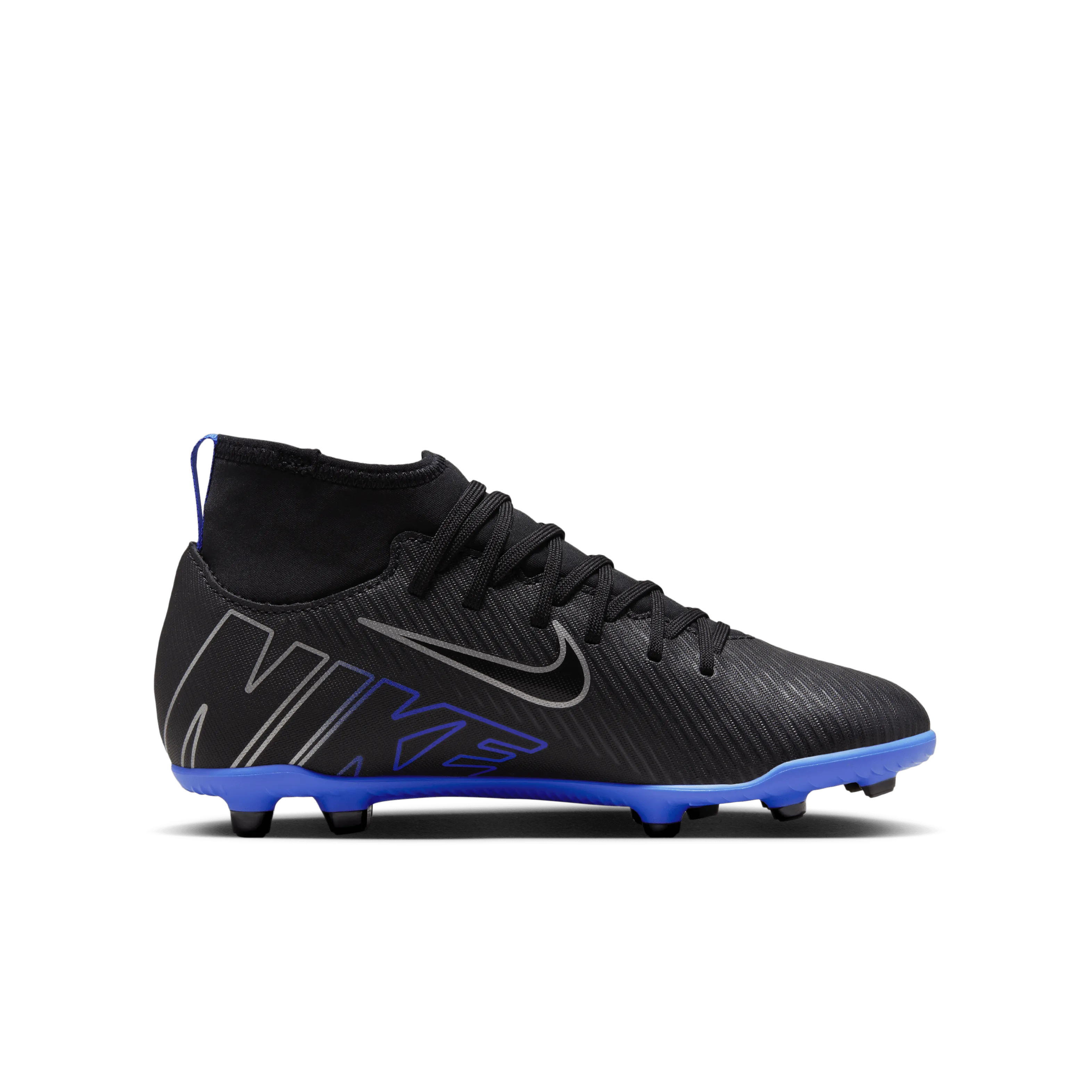 Nike Jr. Mercurial Superfly 9 Club FG/MG-Black/Chrome-Hyper Royal