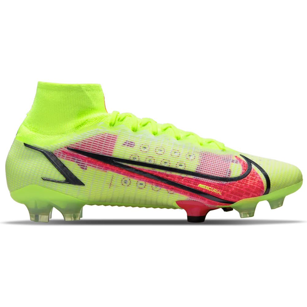 Nike Mercurial Superfly 8 Elite FG firm Ground Football Boots Volt/Bright Crimson