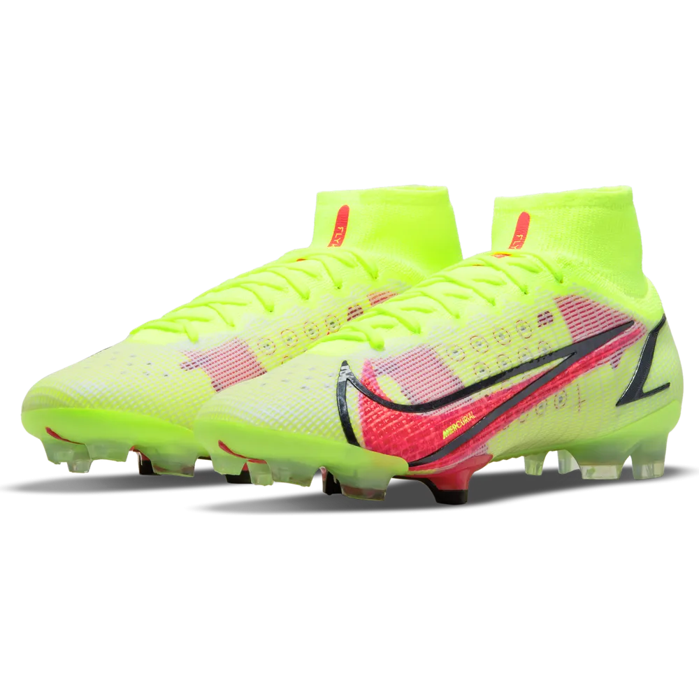 Nike Mercurial Superfly 8 Elite FG firm Ground Football Boots Volt/Bright Crimson