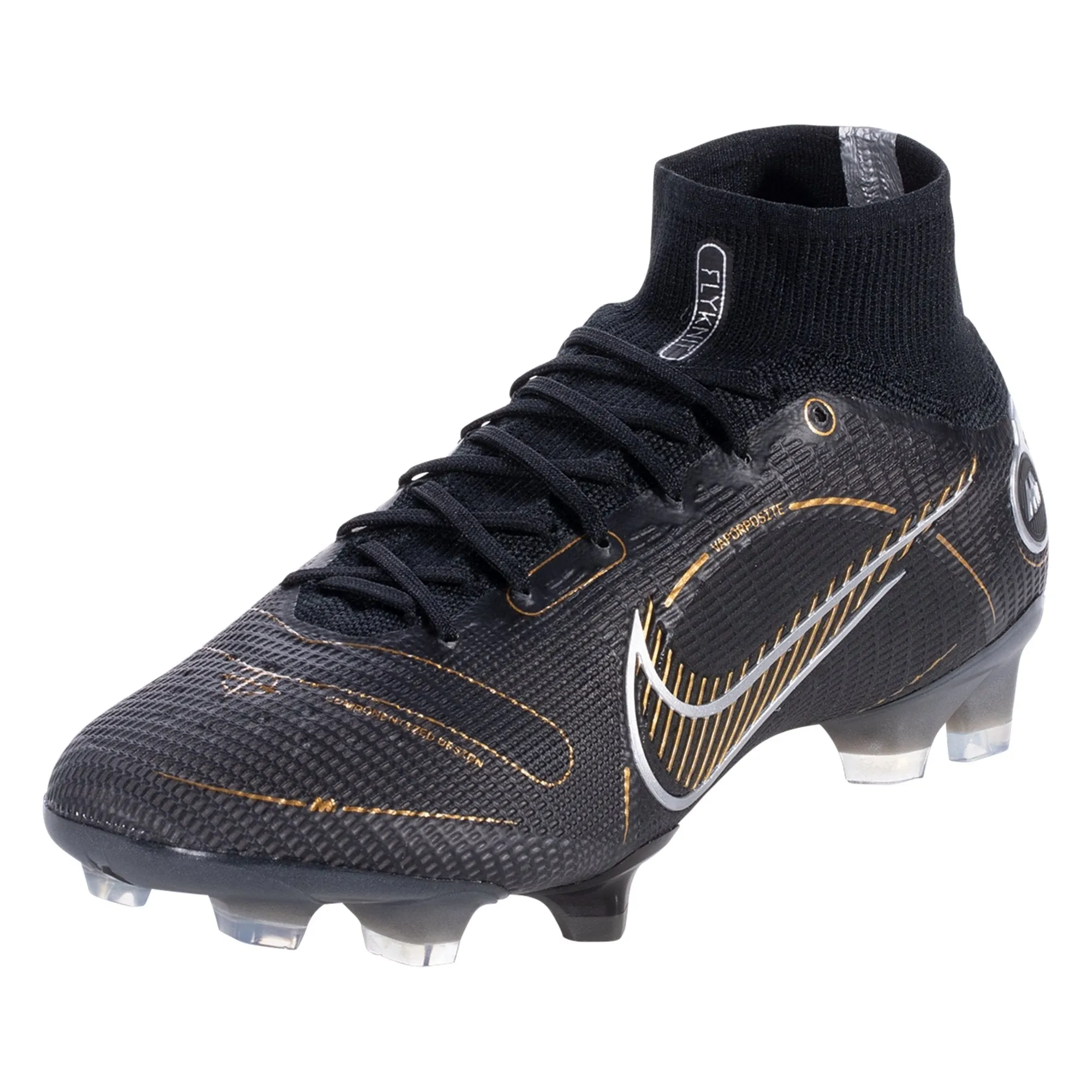 Nike Mercurial Superfly 8 Elite FG Firm Ground Soccer Cleat - Black/Metallic Gold/Metallic Silver/Cave Stone/Ash