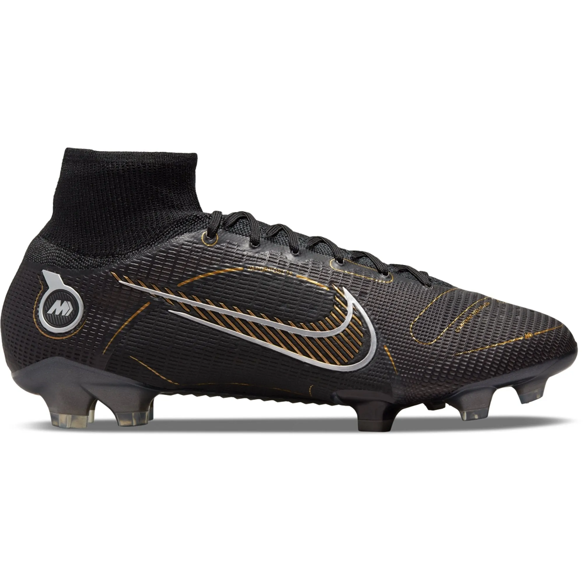 Nike Mercurial Superfly 8 Elite FG Firm Ground Soccer Cleat - Black/Metallic Gold/Metallic Silver/Cave Stone/Ash