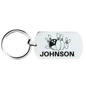 Personalized Engraved Bowling Keychain - Rectangular