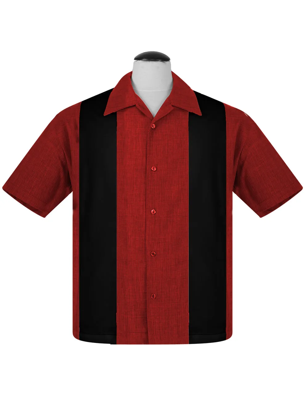 PopCheck Double Panel Bowling Shirt in Red/Black