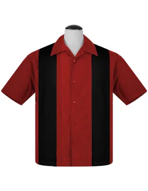 PopCheck Double Panel Bowling Shirt in Red/Black