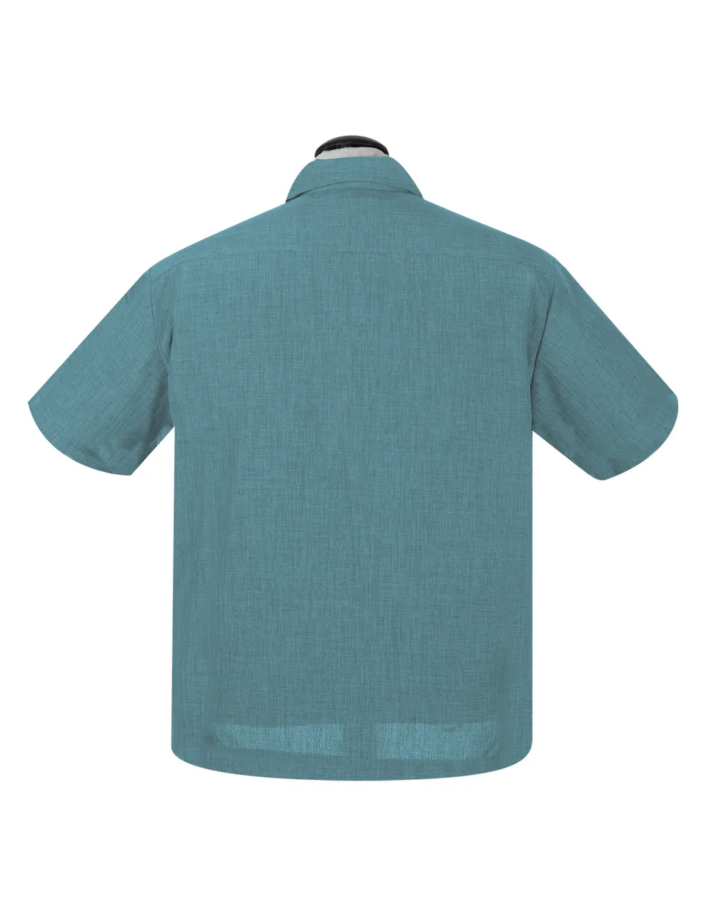 PopCheck Double Panel Bowling Shirt in Sea Foam/Stone