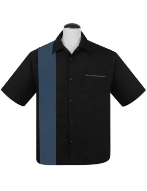 PopCheck Single Panel Bowling Shirt in Black/Blue