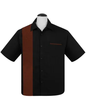 PopCheck Single Panel Bowling Shirt in Black/Rust