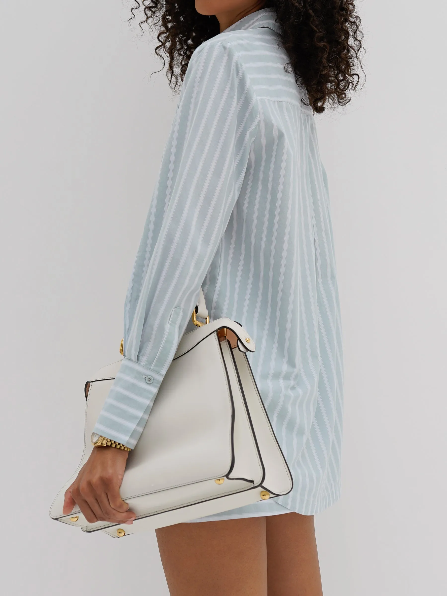 Portia Cotton Classic Stripe Shirt | Sage