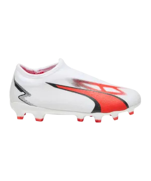 Puma Kid's Ultra Match LL FG/AG-White-Black-Fire Orchid