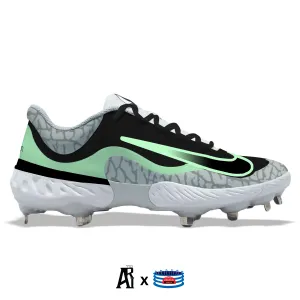 "Mint Black" Nike Alpha Huarache Elite 4 Low Cleats by Stadium Custom Kicks