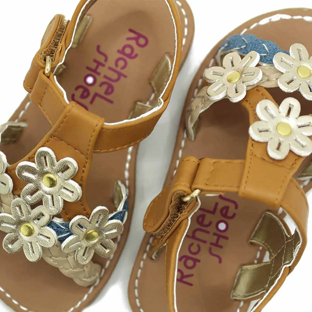 Rachel Amalfi Sandals Tan Denim Walkers Toddlers Girls - Kids Shoes