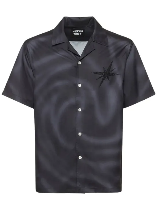 Retrovert   Swirl rhinestone bowling shirt 