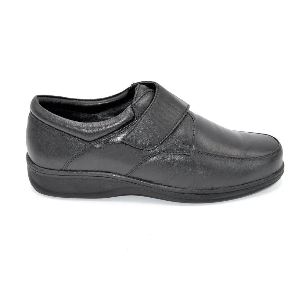 Roamers M723A - Mens Wide Fit Velcro Close Shoe - 2E Fitting - Black