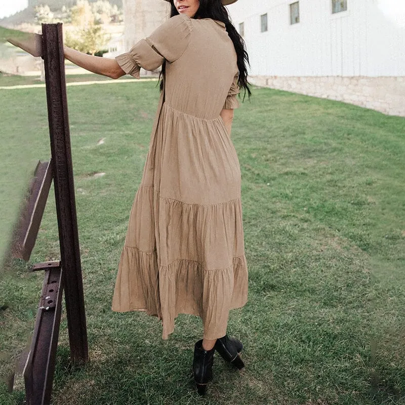 Ruffled Pleated Loose Dress