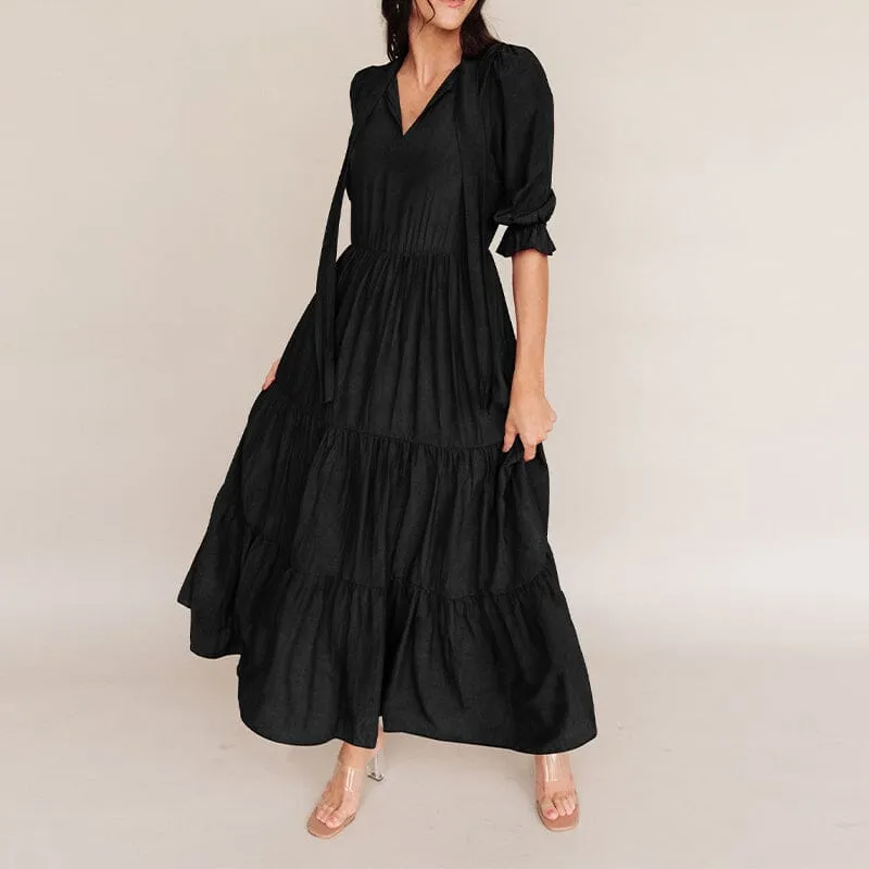 Ruffled Pleated Loose Dress