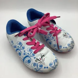 Size 9: Vizari White/Blue/Pink Winter Patterned Lace-Up Soccer Cleats