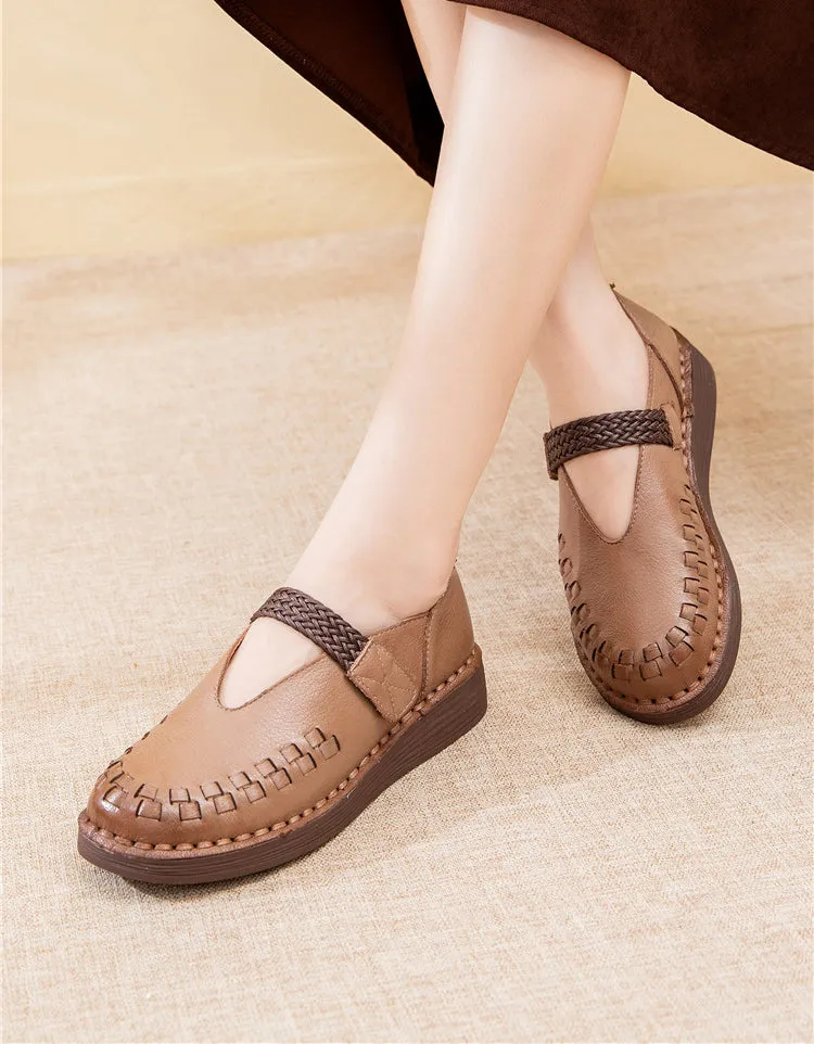 Spring Simple Comfortable Soles Retro Flat Shoes 35-41