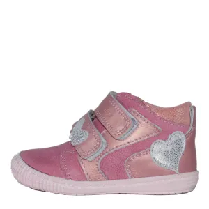 Szamos Kid Girl Sneakers Baby Pink With Silver Heart Decor - Made In Europe