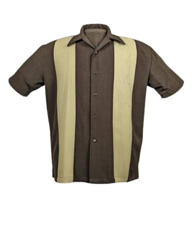 The Shake Down Bowling Shirt in Coffee/Moss