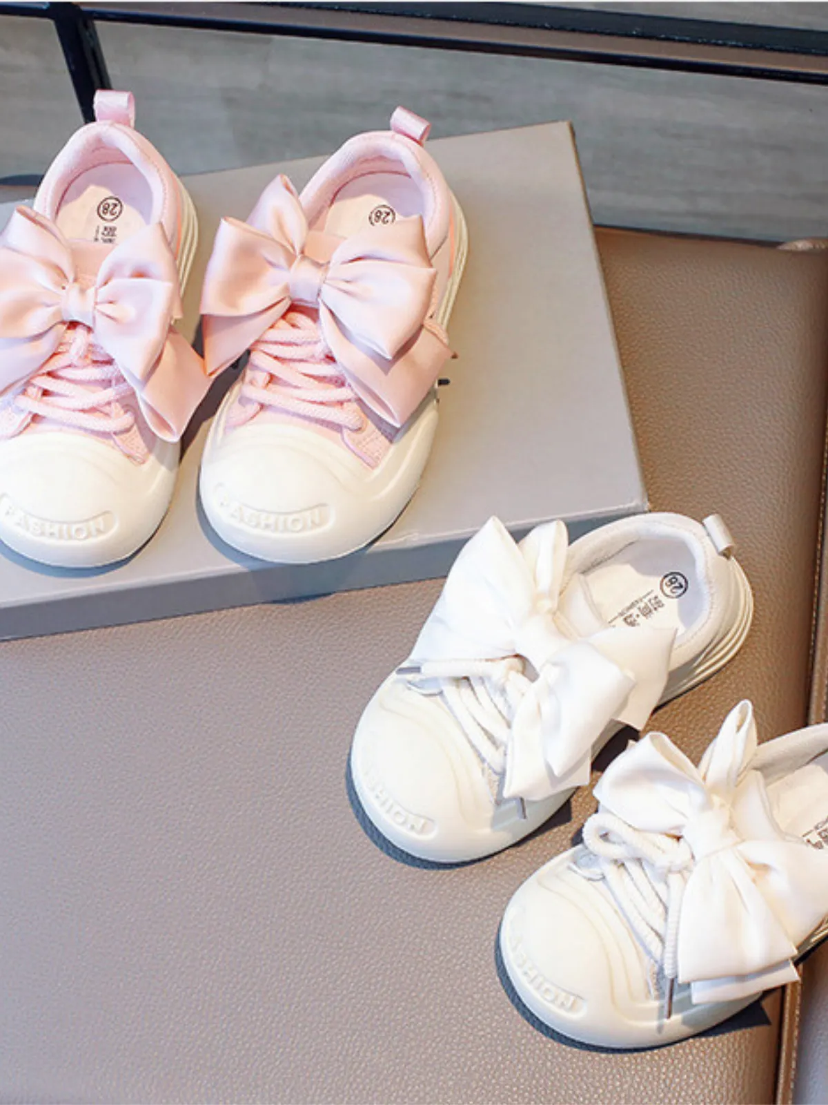 Tiny Toes, Big Dreams Satin Bow Sneakers By Liv and Mia