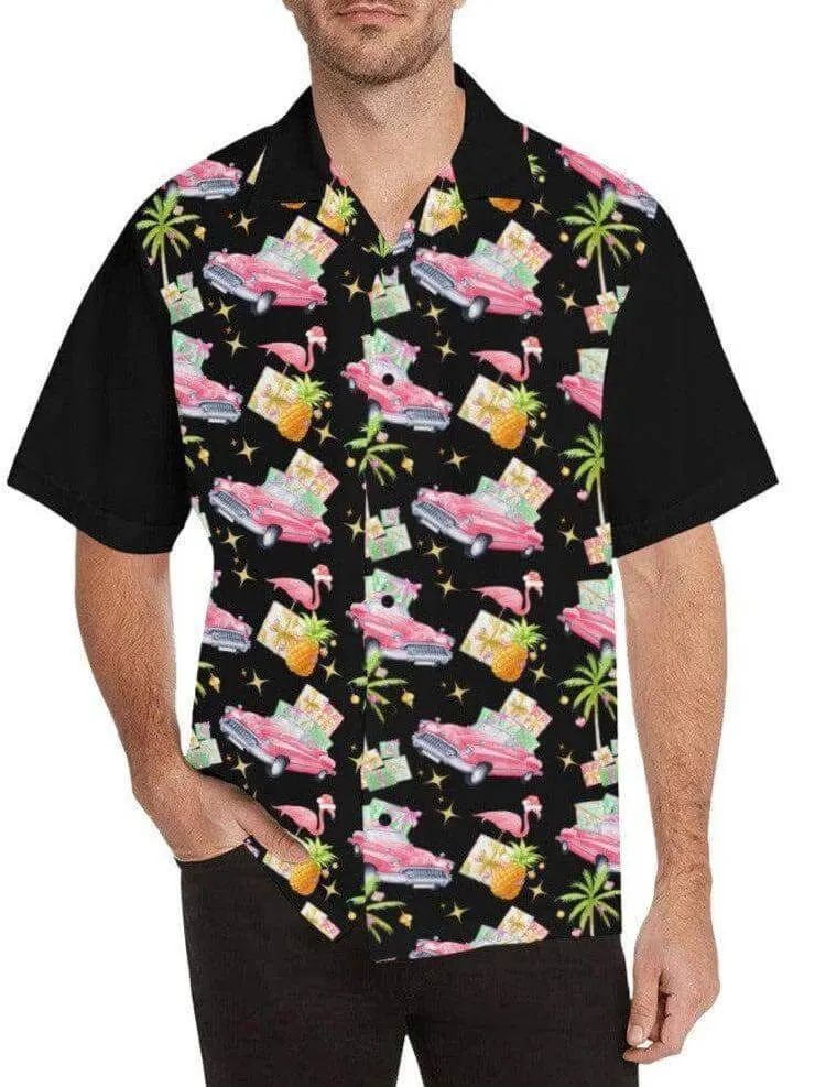 TROPICAL CHRISTMAS MEN'S RETRO BOWLING SHIRT