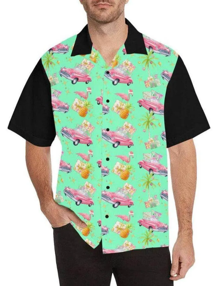 TROPICAL CHRISTMAS MEN'S RETRO BOWLING SHIRT