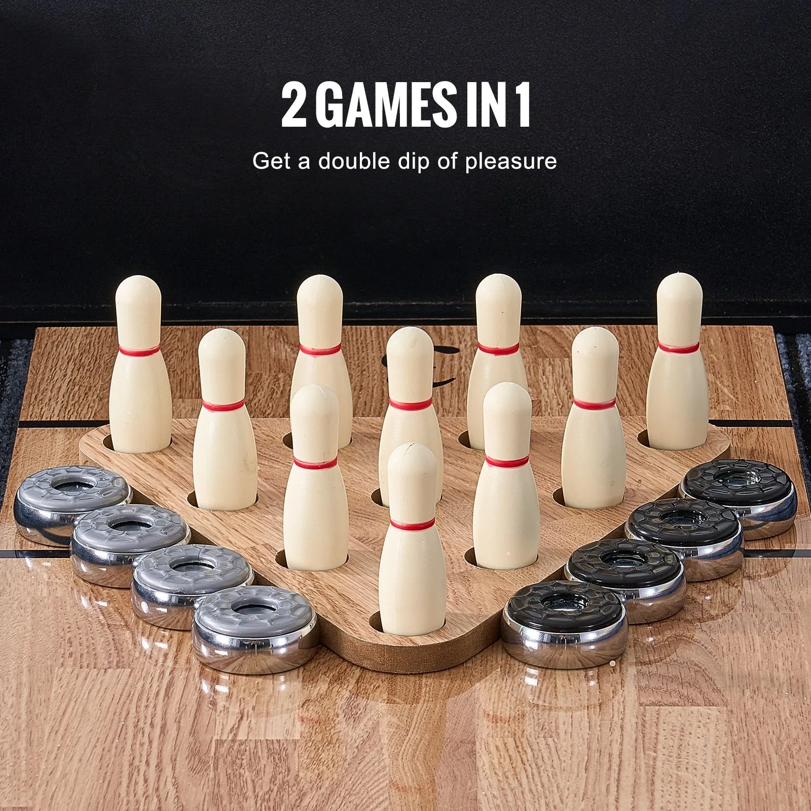 Vevor Shuffleboard Table 2 in 1 Bowling Combo Game Set 9' New