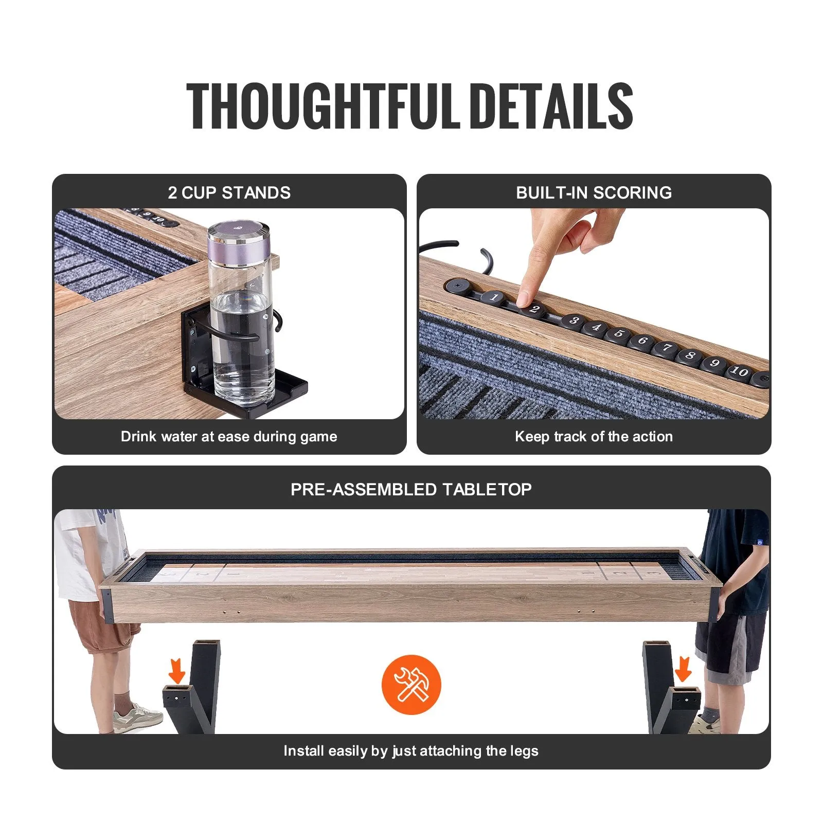 Vevor Shuffleboard Table 2 in 1 Bowling Combo Game Set 9' New