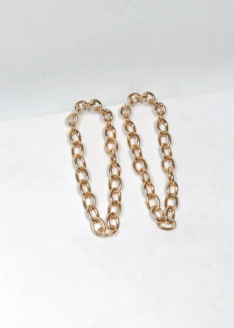 Waterfall Chain Hoop Drop Earrings - Gold