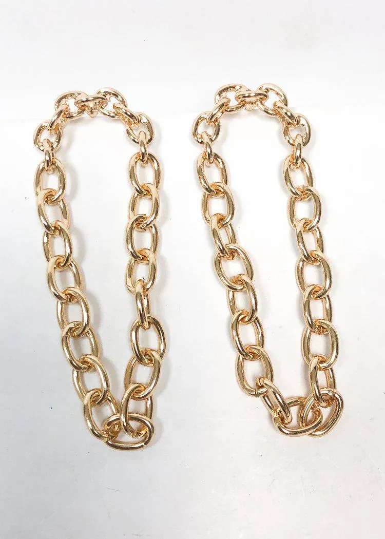 Waterfall Chain Hoop Drop Earrings - Gold