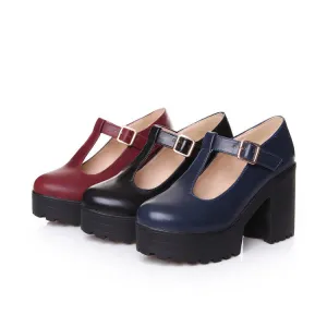 Women's Mary Jane Pumps Block Platforms Heels