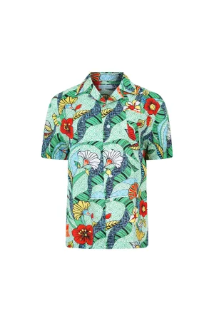 Zika Loose fit Bowling Collar Unisex Shirt - Green ASA HANA OA OG - TENCEL™ Lyocell